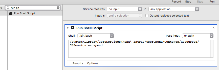 Automator Run Shell Script